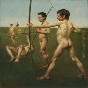 Young Naked Archers, Recto And Interior With Playing Trio,verso