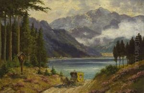 Postkutsche Vor Gebirgssee - view 1