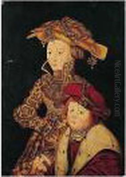 Portrait Of A Noblewoman And Her Son, Said To Be Princess Sophie And Prince Johann Of Saxony - view 1