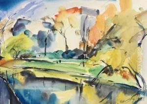 Landschaft Am Flus. by Wolf, Walter Rohricht