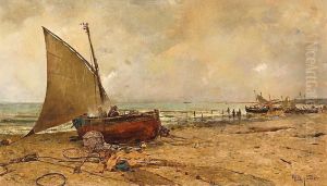 Barcas En La Playa by Joan Roig Soler