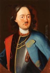Portrait Of Tsar Peter The Great In Breast Armor by Fedor Rokotov