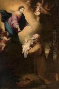 The Vision Of Saint Felix Of Cantalicio by Jose Roldan Y Martinez
