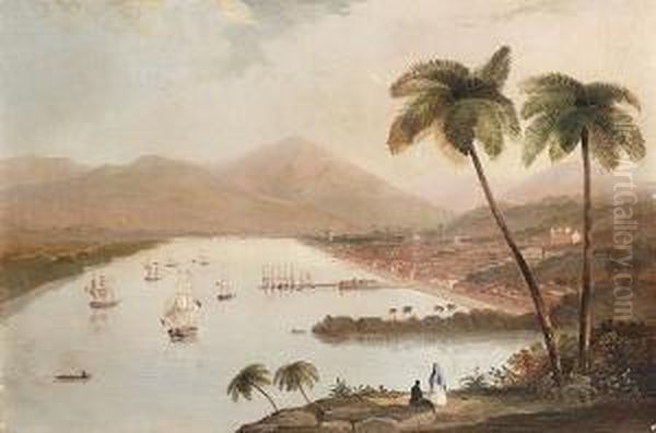 Shipping In A Spanish Colonial Port; A Vessel Leaving A Coastal Inlet, A Pair - view 1