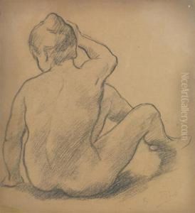 Femme Nue Assise De Dos by Alfred Roll
