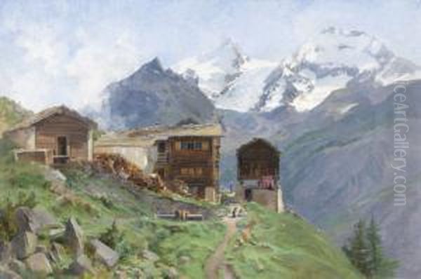 Walliser Dorfpartie Mit Alpenpanorama - view 1