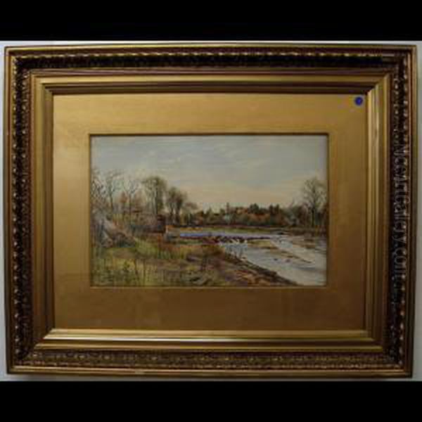 Riverscape With Cattle And Houses - view 1