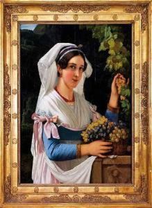 Joven Con Cesta De Uvas by Jose Roma
