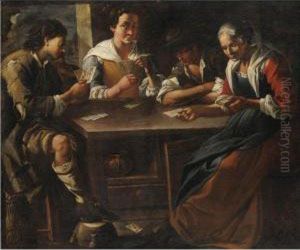 Scena Con Giocatori Di Carte by Giuseppe Romani