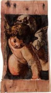 Putto In Volo Illuminato Dallaluna by Gerolamo Romanino