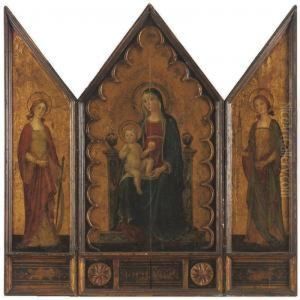 Madonna And Child With St. Catherine And St. Barbara by Antoniazzo Romano