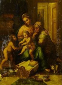 The Madonna And Child With Saint Anne And The Infant Saint John The Baptist by Giulio Romano (Orbetto)