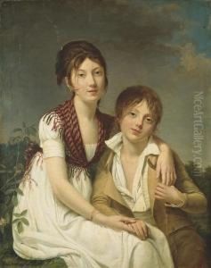 Portrait D'amelie-justine Et De Charles-edouard Pontois by Adele Romany