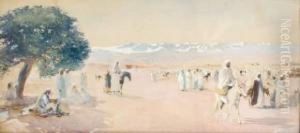 Cavaliers Dans Le Desert De Marrakech by Maurice Romberg De Vaucorbeil