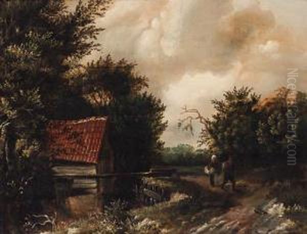 A Peasant Couple On A Riverside Path - view 1