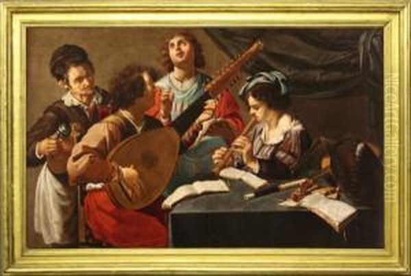 ''concerto Con Cantore, Suonatore Di Liuto E
Flautista''. - view 1