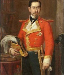 Retrato De Dama Y Retrato Demilitar by Jose Maria Romero Lopez