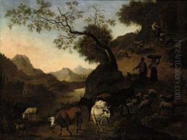 An Italianate Landscape With Shepherds And Their Herd On Apath - view 1