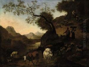 An Italianate Landscape With Shepherds And Their Herd On Apath