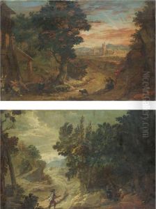 Paesaggio Con Contadini; Paesaggio Con Viandanti by Pietro Roncelli