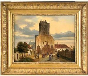 L'eglise St Mathias A Treves, Le Parvis Anime De Nombreux Personnages