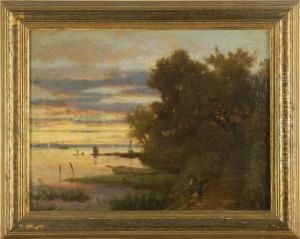 Coastal Inlet Under A Dramatic Sunrise Sky by Frederick Rondel Sr.