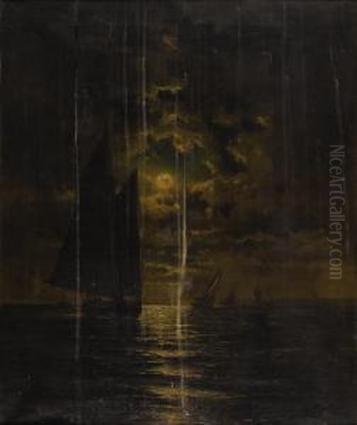Sailboats In Moonlight - view 1