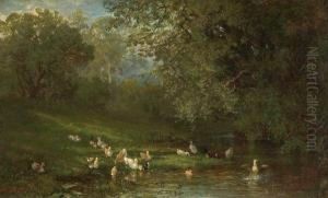 Ducks By A Pond by Frederick Rondel Sr.