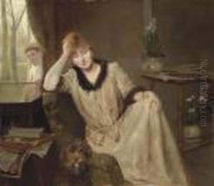 Portrait Of A Woman In An Elegant Interior by H. Rondel