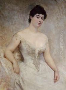 Portrait Of A Young Woman In A White Dress Portrait Of A Young Woman In A White Dress