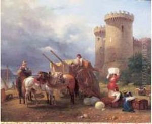 L'arrivee Des Voyageurs Pres De L'embarcadere, Circa 1830