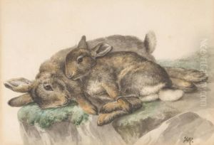 Deux Lapins by Henriette Ronner-Knip