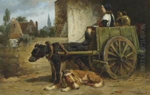 The Milk Cart Signed 'henriette Ronner' by Henriette Ronner-Knip
