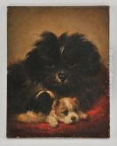 Two Resting Pups by Henriette Ronner-Knip