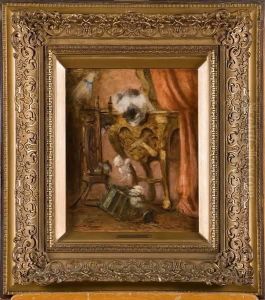 Chatte Jouant Avec Ses Petits Sur Une Console by Henriette Ronner-Knip