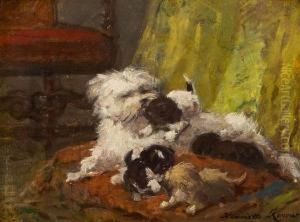 Hundefamilie by Henriette Ronner-Knip