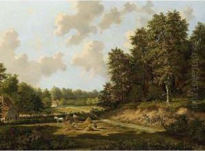 The Hay Harvest by Cornelis Francois Roos