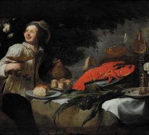Giovane Presso Una Tavola Imbandita by Jan I Roos