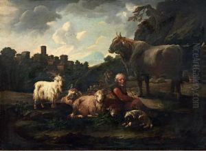 Paesaggio Con Pastore E Armenti by Philipp Peter Roos