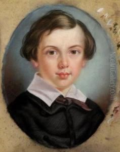 Portrait Of A Young Boy Wearing A Black Jacket by William Roos