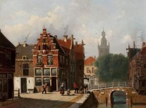 Dutch Townscape With A View Of A Churchtower