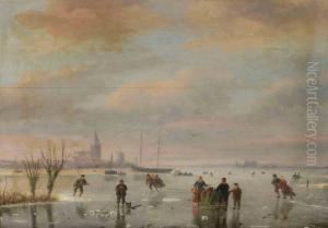 A Winter Landscape With Figures Skating