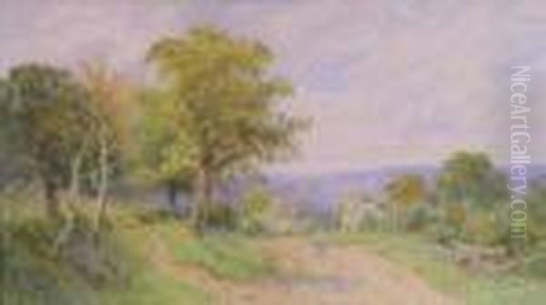 Figure On A Countrytrack With Cottage - view 1