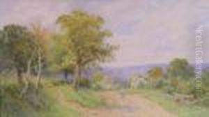 Figure On A Countrytrack With Cottage by Robert Marshall Root
