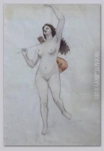 Jeune-femme A La Guitare by Felicien Rops