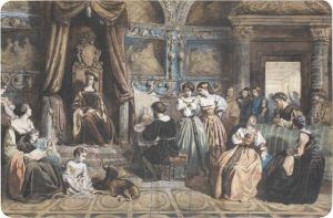 Van Dyck Peignant Le Portrait De Henriette Maria by Camille-Joseph-Etienne Roqueplan