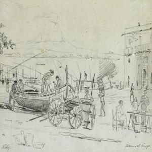 View Of Palermo Harbour, In The Background Monte Pellegrino by Martinus Rorbye