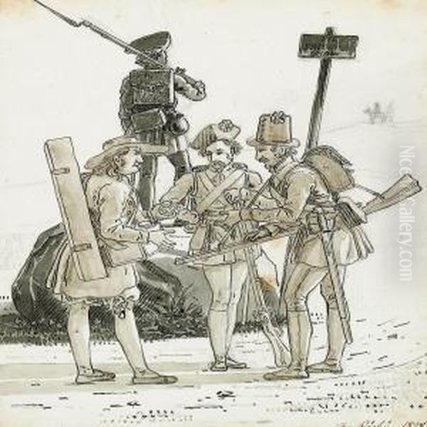 Klokkeren Ole Svensen Bakke I Id Sogn Ved Frederikshald Kommer Som Speider Til De Svenske Forposter - 1716 - view 1