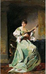 Mujer Con Mandolina by Eduardo Rosales