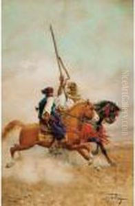 Deux Cavaliers Arabes Au Galop